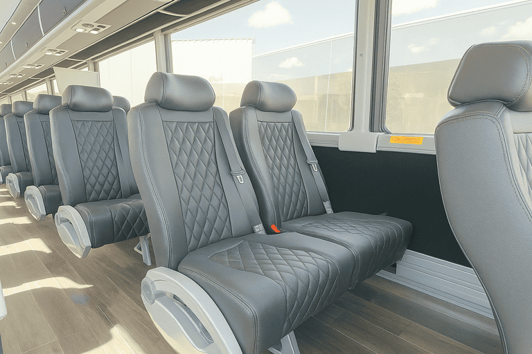 interior of Glendale Minibus Company charter bus