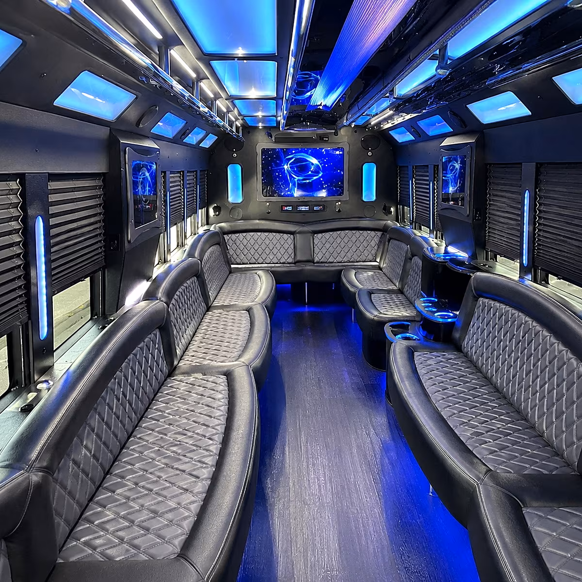 glendale 50 passenger party bus interior